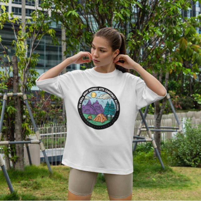 Camping With Alcohol Badge T-Shirt (Creator Uploaded)