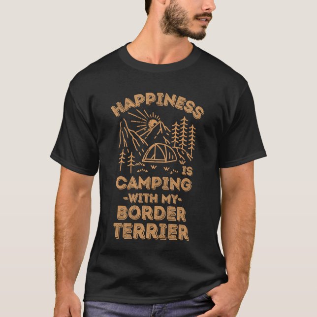 Camping with borderterrier boy T-Shirt (Front)