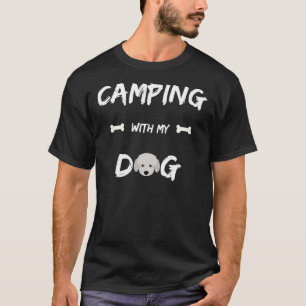 Camping With My Dog Poodle White Text T-Shirt