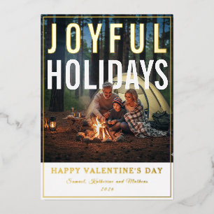 Camping with My Valentines Hollywood Style PhotoPo Foil Holiday Card