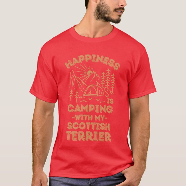 Camping with scottishterrier boy T-Shirt (Front)