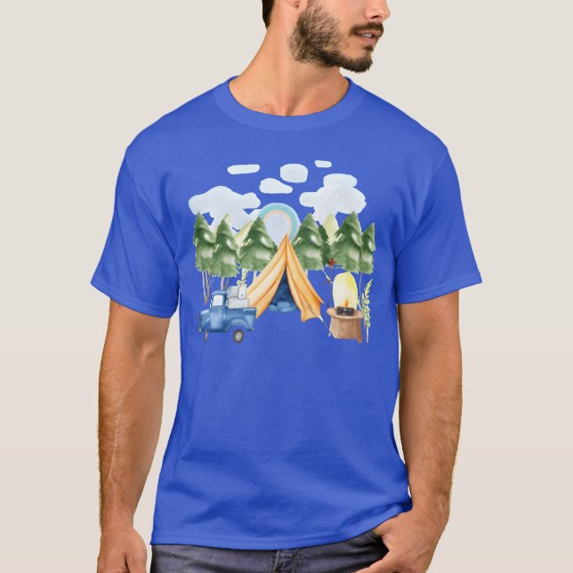 Campingent Forest Blue Pick upruck Design retro T-Shirt (Front)