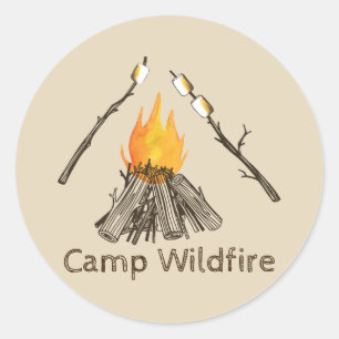 Campire with Toasting Marshmallows Custom Stickers