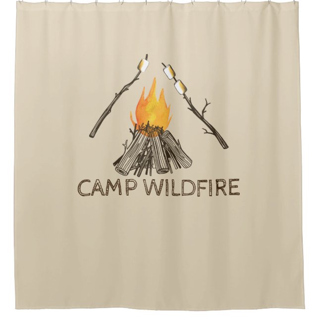 Campire with Toasting Marshmallows Shower Curtain (Front)