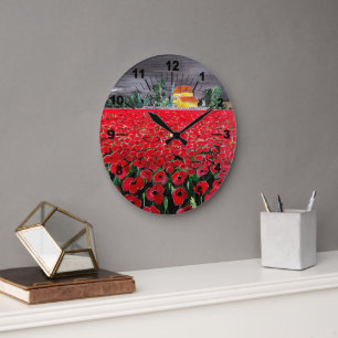 Campo de Amapolas Painting by Alfred Fox Large Clock