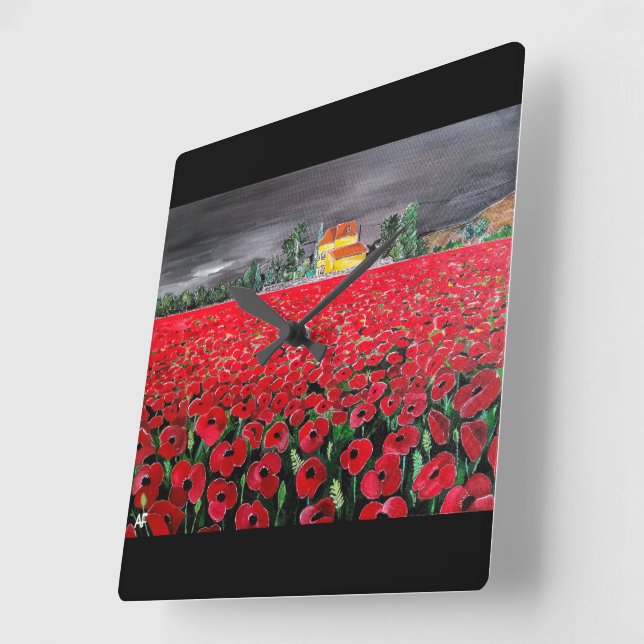 Campo de Amapolas Painting by Alfred Fox Square Wall Clock (Angle)