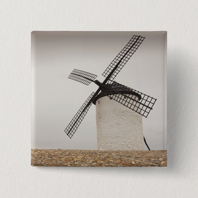 Campo de Criptana, antique La Mancha windmills 2 Inch Square Button (Front)