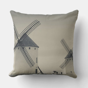 Campo de Criptana, antique La Mancha windmills 2 Throw Pillow
