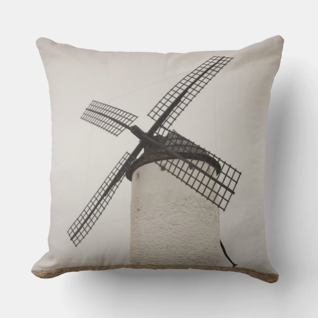 Campo de Criptana, antique La Mancha windmills Throw Pillow (Front)