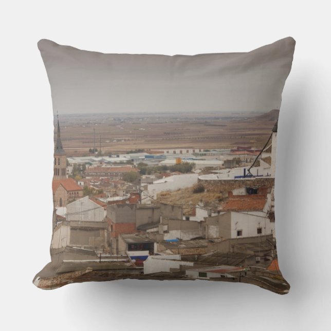 Campo de Criptana, antique La Mancha windmills Throw Pillow (Front)