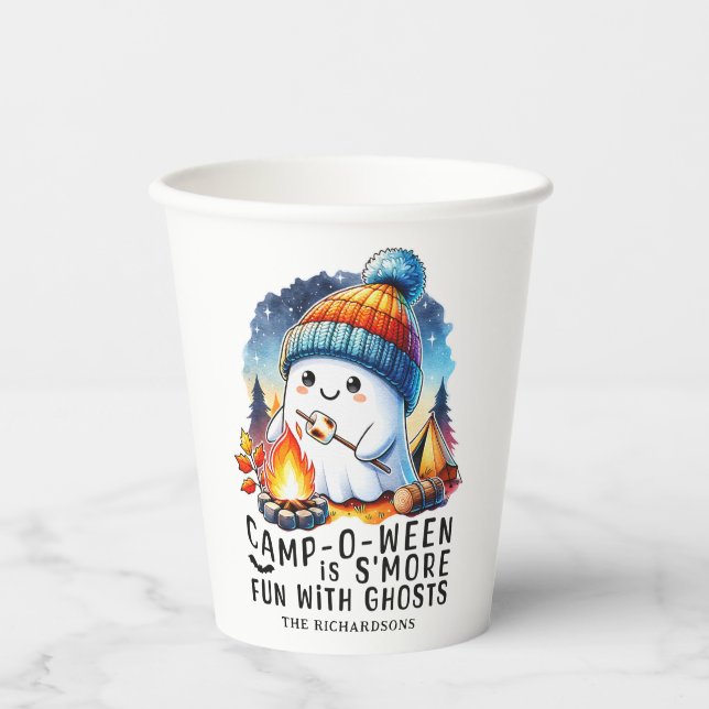 Campoween Smore Fun With Ghosts Camping Halloween Paper Cups (Front)