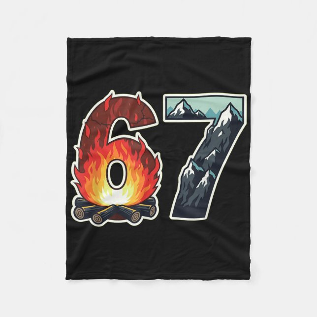 Campsite Fire Logs Number 67 Mountain  Fleece Blanket (Front)