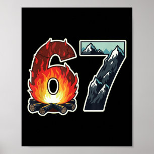 Campsite Fire Logs Number 67 Mountain  Poster