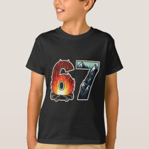 Campsite Fire Logs Number 67 Mountain  T-Shirt
