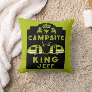 Campsite King Gifts For Campers Throw Pillow