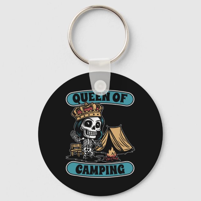 Campsite Skeleton Tenting Tent - Campfire Queen Of Keychain (Front)