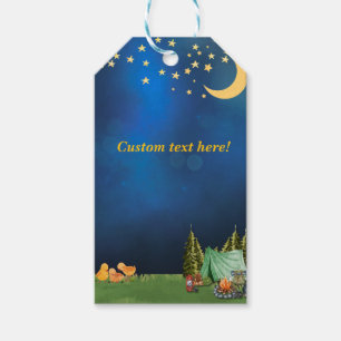 Campsite theme sticker gift tags