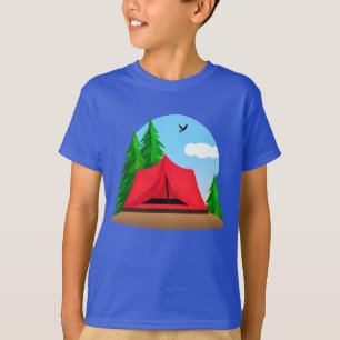 Campsite with Evergreen Trees Kid's Tee   