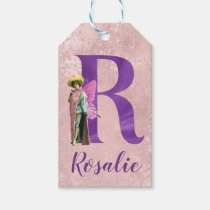 Campy Purple Shimmer Illustrated Letter R   Gift Tags
