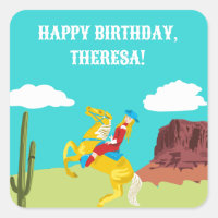 Campy Western Cowgirl on Horse Custom Birthday