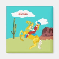 Campy Western Cowgirl on Horse Personalized