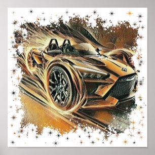 can am High-Speed Orange Supercar Poster