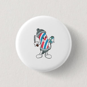 Can as Hairdresser with Razor 1 Inch Round Button