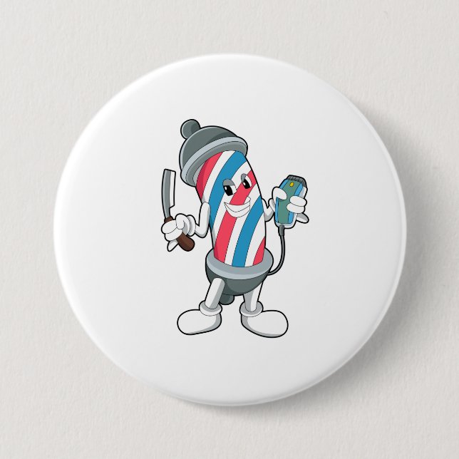 Can as Hairdresser with Razor 3 Inch Round Button (Front)