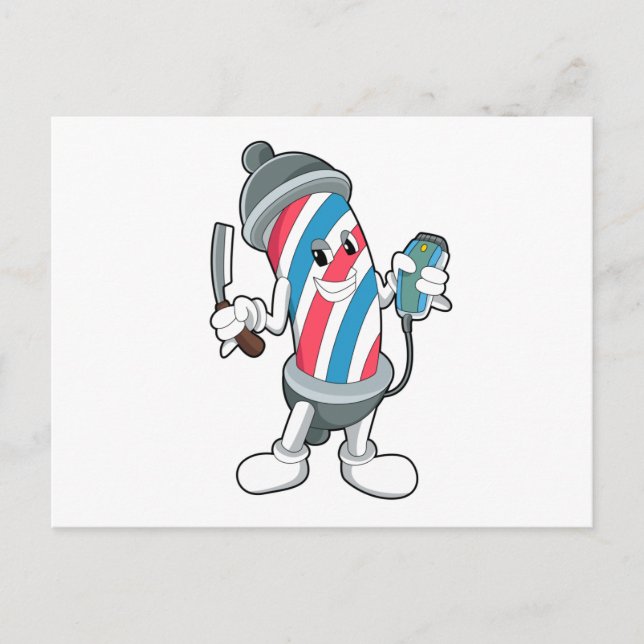 Can as Hairdresser with Razor Postcard (Front)