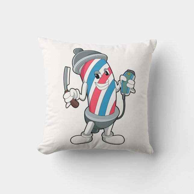 Can as Hairdresser with Razor Throw Pillow (Front)