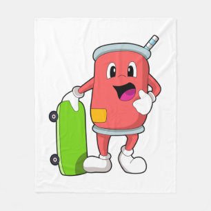 Can as Skater with Skateboard Fleece Blanket