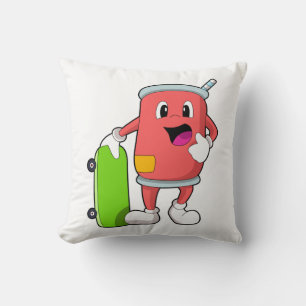 Can as Skater with Skateboard Throw Pillow