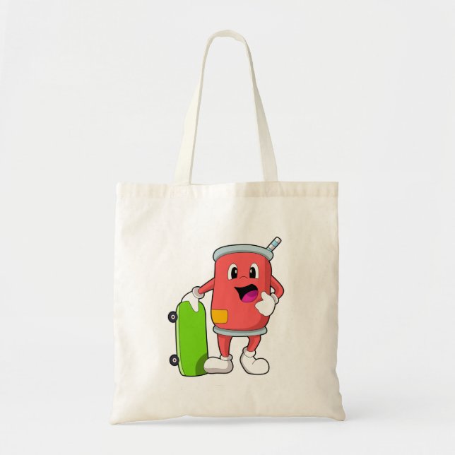 Can as Skater with Skateboard Tote Bag (Front)