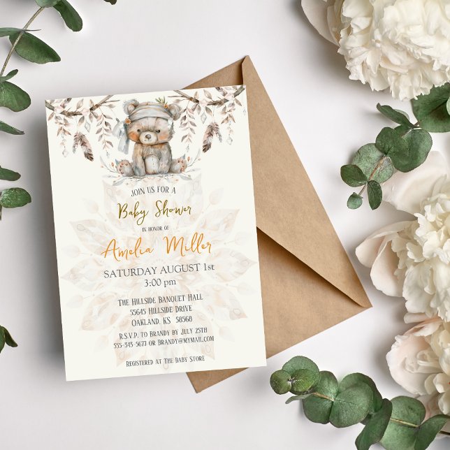 Can Bearly Wait Baby Shower Invitation (Can Bearly Wait Boho Baby Shower Invitation)