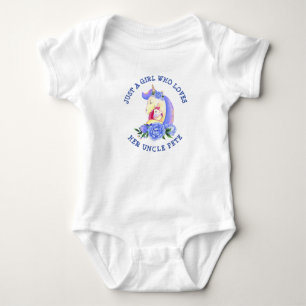 Can Change Text Girl Who Loves Her UNCLE Unicorn  Baby Bodysuit