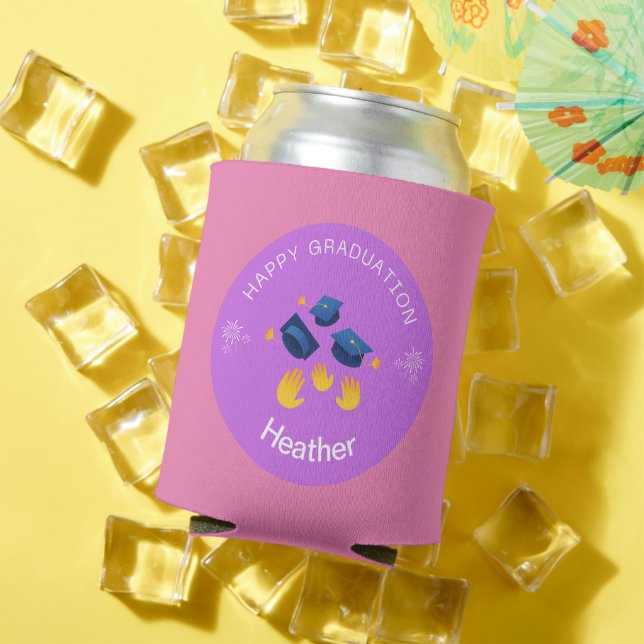 Can Cool - Happy Graduation Personalize - Add name Can Cooler (In Situ Summer)