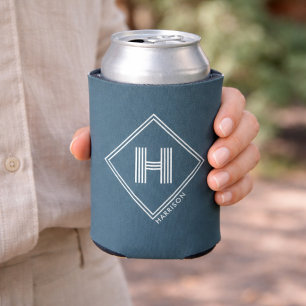 Can Cooler   Modern Geometric Monogram Initial