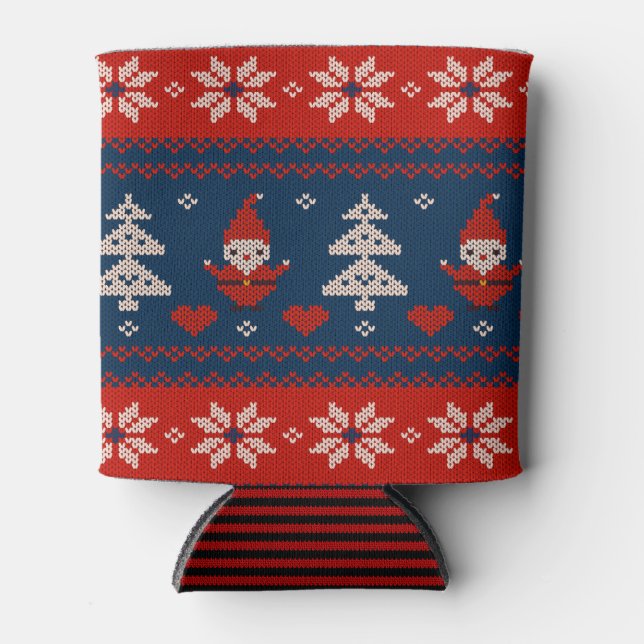 Can Cooler small Ugly Sweater Santa Claus Knit (Front)