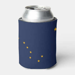 Can Cooler with flag of Alaska State, USA.