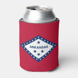Can Cooler with flag of Arkansas State, USA.