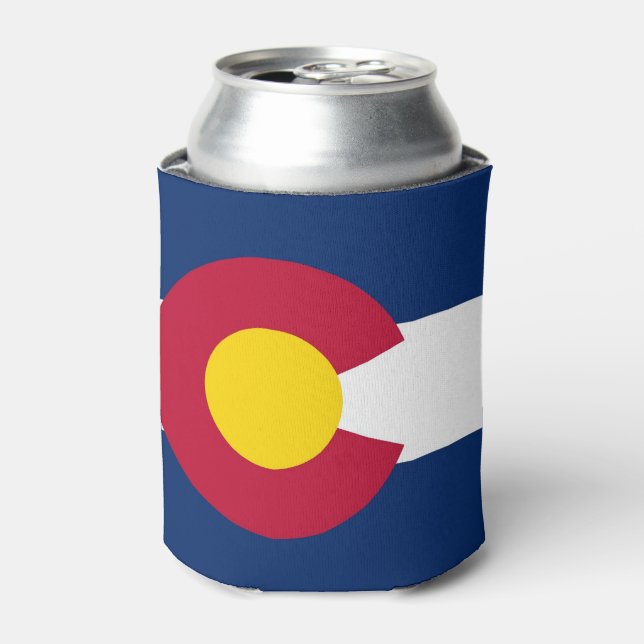 Can Cooler with flag of Colorado State, USA. (Can Front)