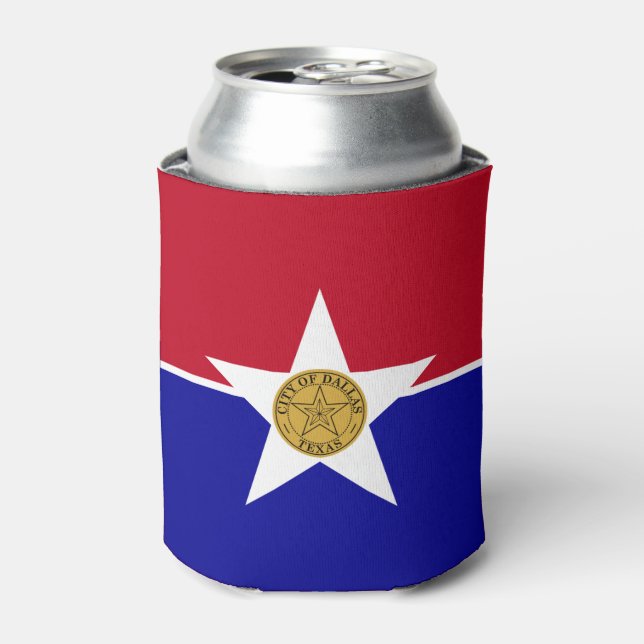 Can Cooler with flag of Dallas City, USA (Can Front)
