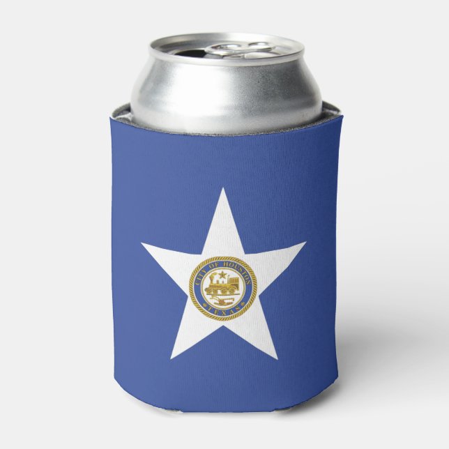 Can Cooler with flag of Houston City, USA (Can Front)