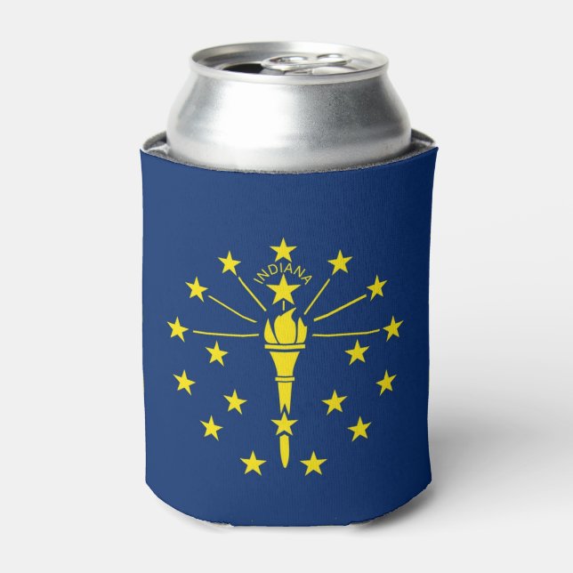 Can Cooler with flag of Indiana State, USA. (Can Front)