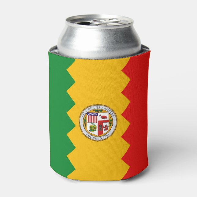 Can Cooler with flag of Los Angeles, USA. (Can Front)