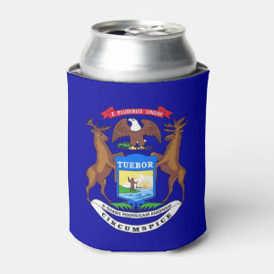 Can Cooler with flag of Michigan State, USA.