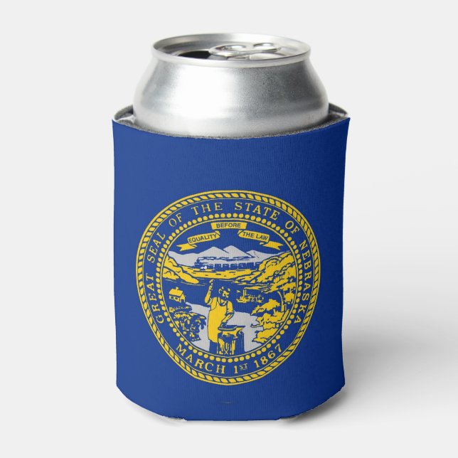 Can Cooler with flag of Nebraska State, USA. (Can Front)