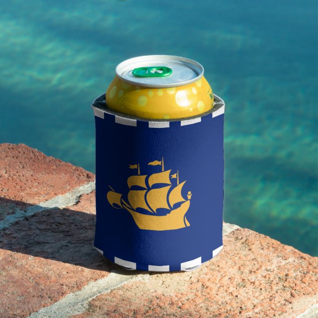 Can Cooler with flag of Quebec City, Canada (In Situ Pool)