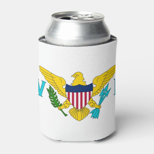Can Cooler with flag of Virgin Islands, USA. (Can Front)