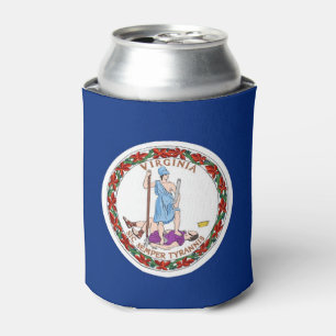 Can Cooler with flag of Virginia State, USA.